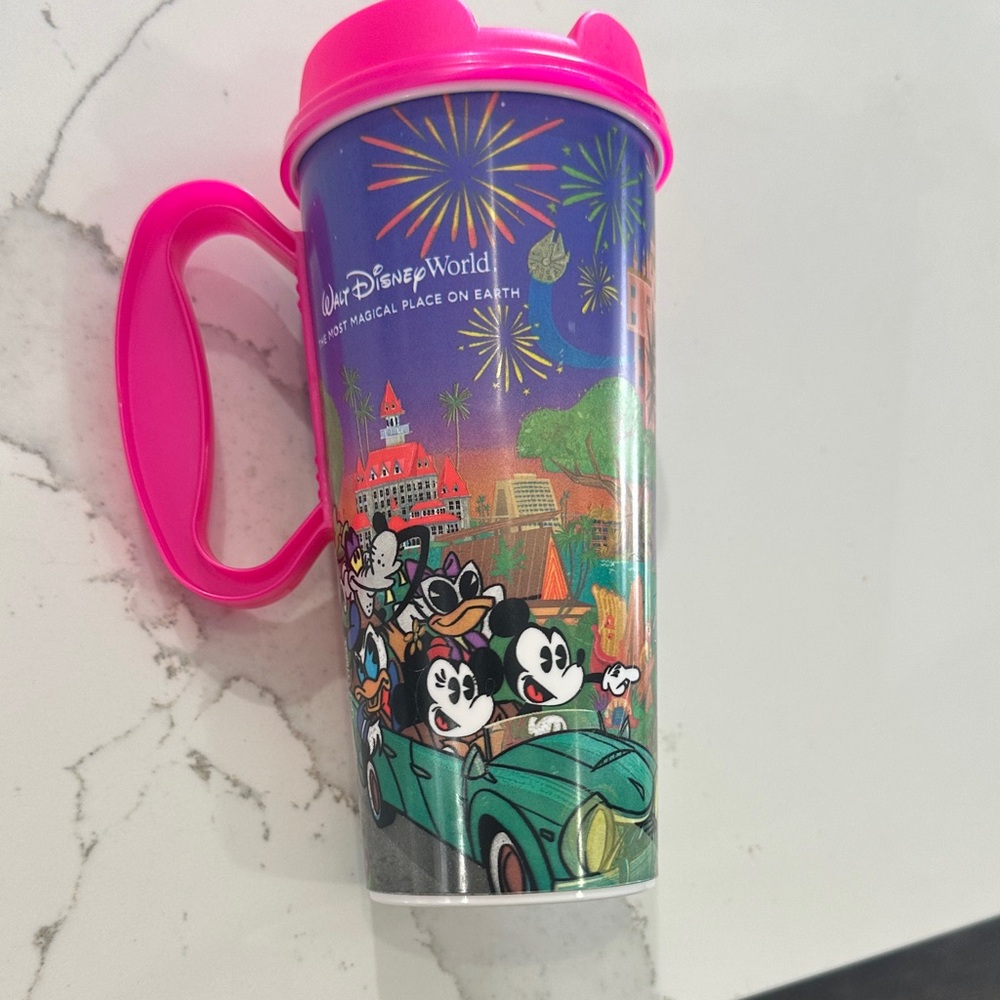 Disney Travel Mug with hot Pink Lid